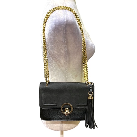 ALDO Black Gold Chain Flap Shoulder Bag Crossbody - Picture 2 of 16